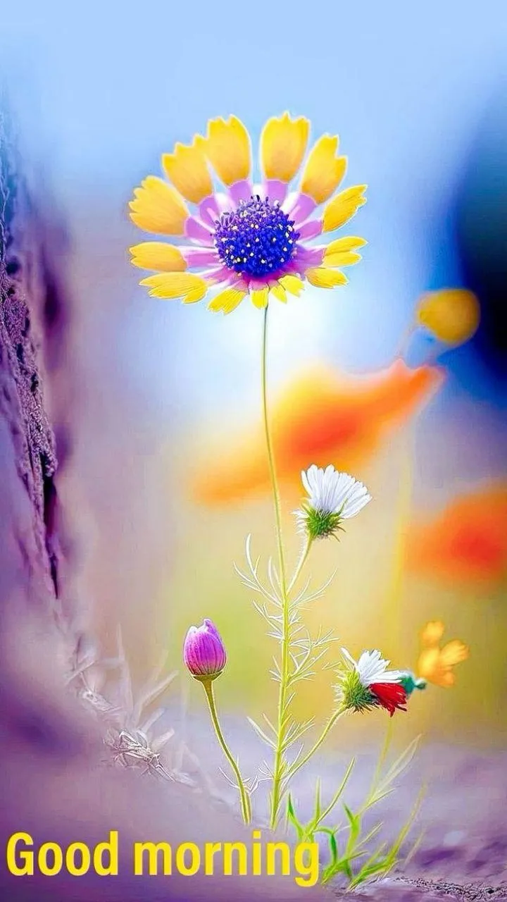 Bright Daisy Under Sky Says Good Morning Wallpaper