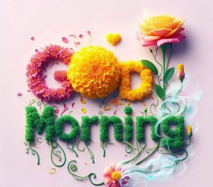 Bright Flower Art with Joyful Morning Message Wallpaper