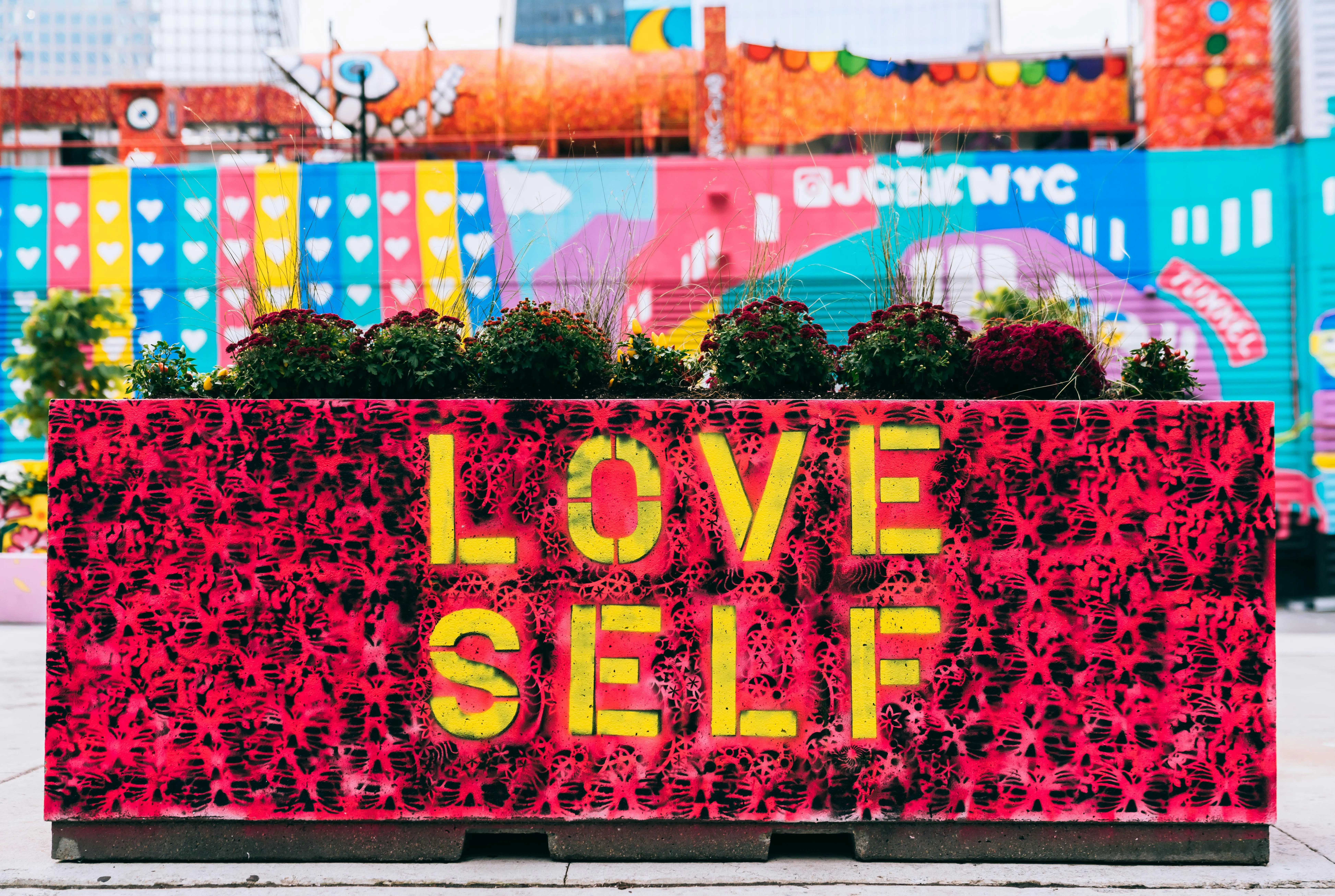 Bright Love Yourself Display Promoting Self Care Wallpaper