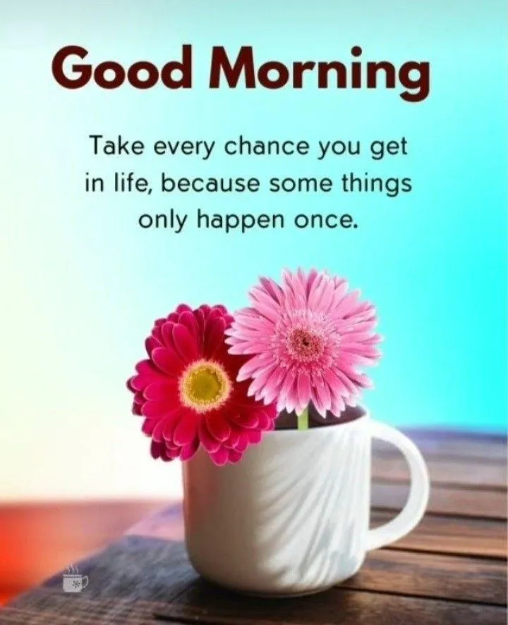 Bright Pink Flower and Coffee Good Morning Scene Wallpaper