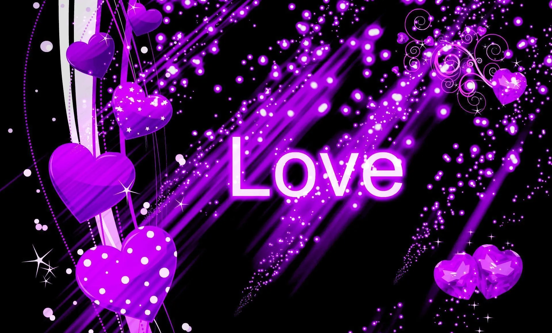 Bright Purple Love Wallpaper with Shining Hearts Wallpaper