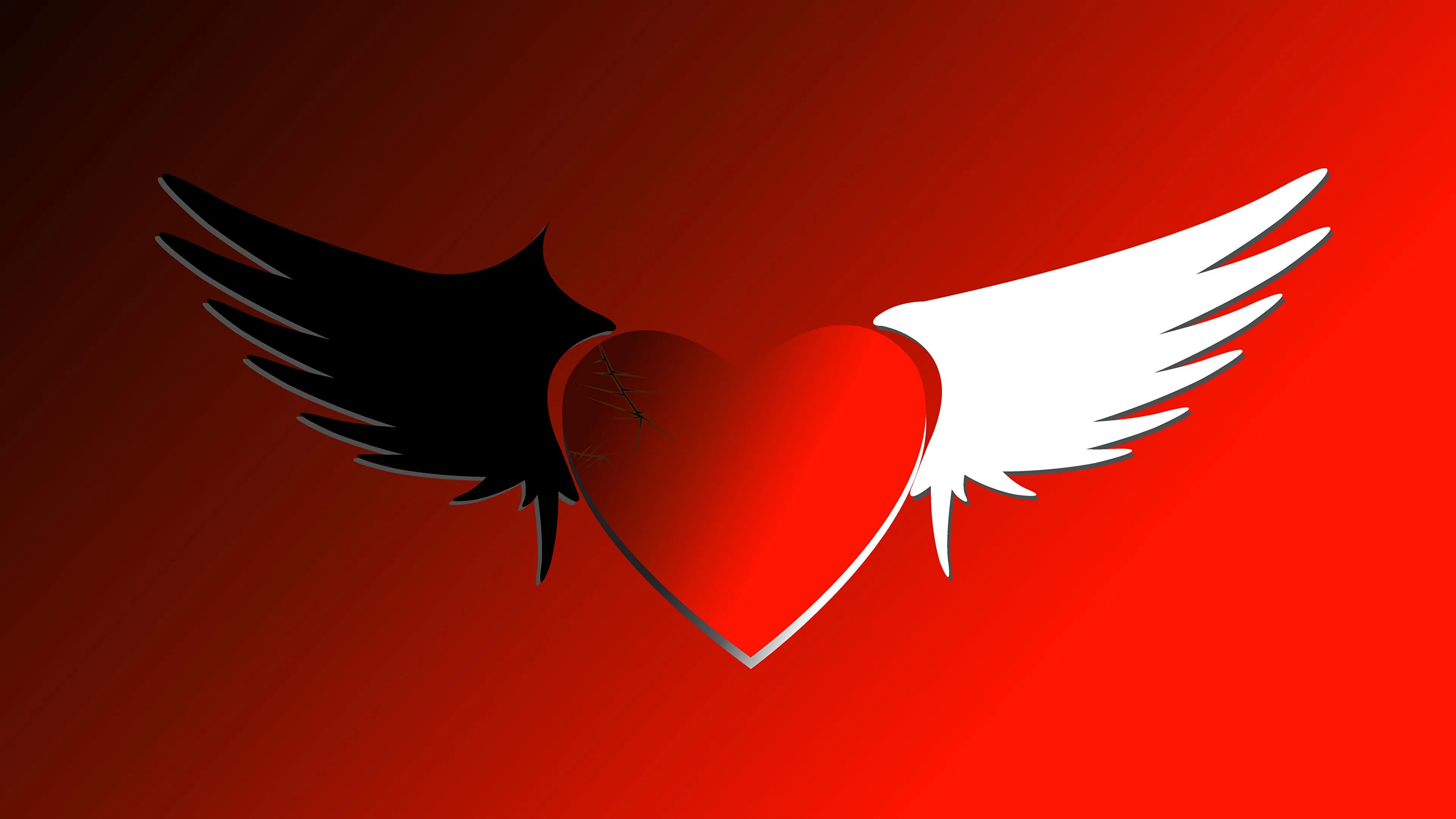 Broken Red Heart with Wings Symbolizing Healing Wallpaper