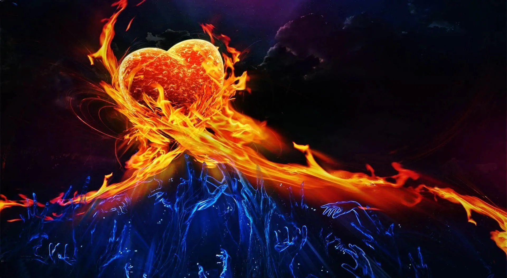 Burning Passion Meets Frozen Souls of Desire Wallpaper