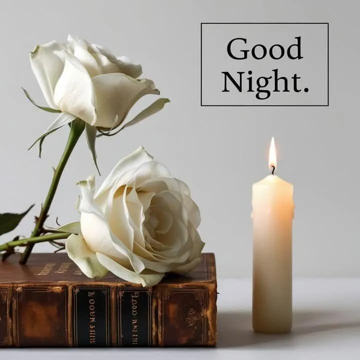 Candle and Cross with Peaceful Good Night Message Image