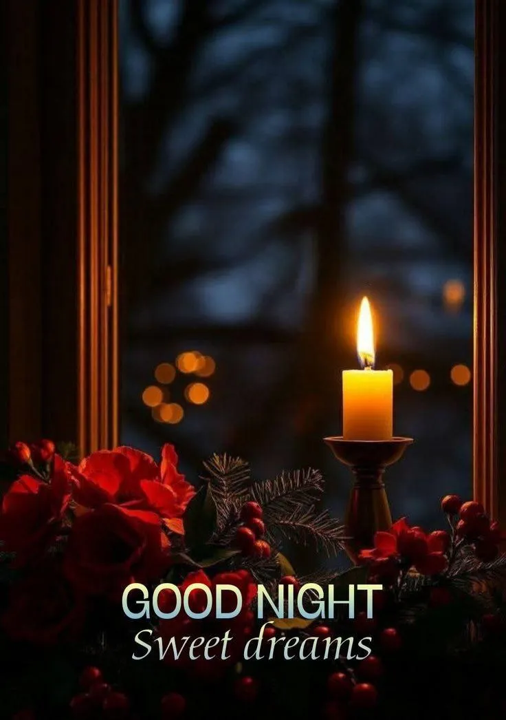 Candlelight Scene with Trees and a Peaceful Good Night