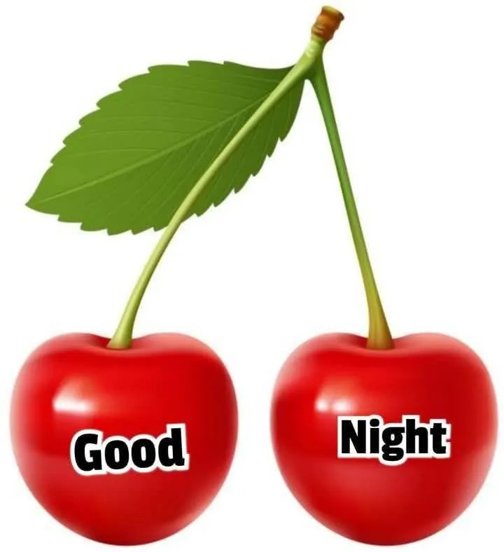 Cherry and Leaf Design for a Sweet Good Night Message