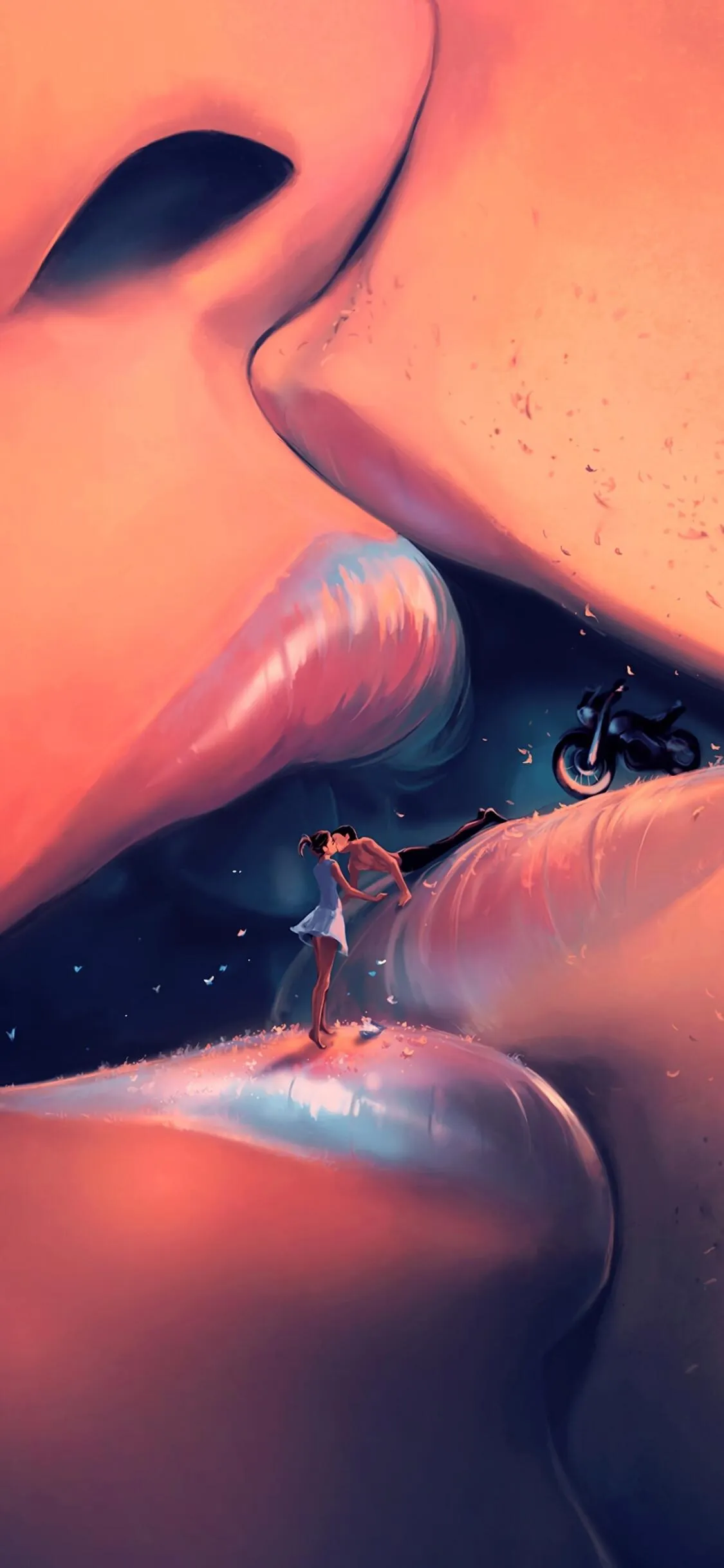 Close Romantic Moment Sharing Intense Passion Wallpaper