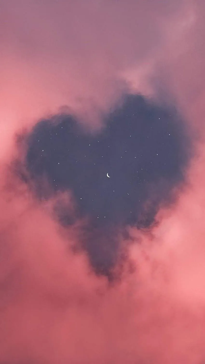 Cloudy Pink Sky Shaped Like a Heart Symbol of Tender Love