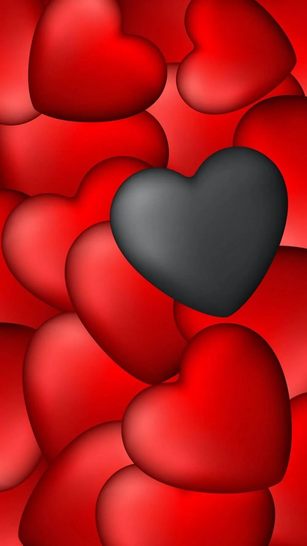 Cluster of Red and Black Hearts Abstract 3D Design Wallpaper