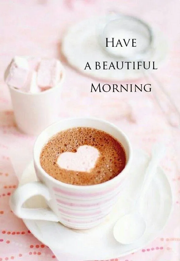 Coffee and Cookies on Pink Tablecloth Good Morning