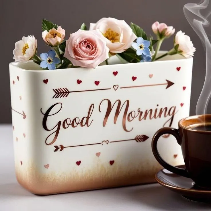 Coffee and Sunrise Inspirational Message Card Wallpaper