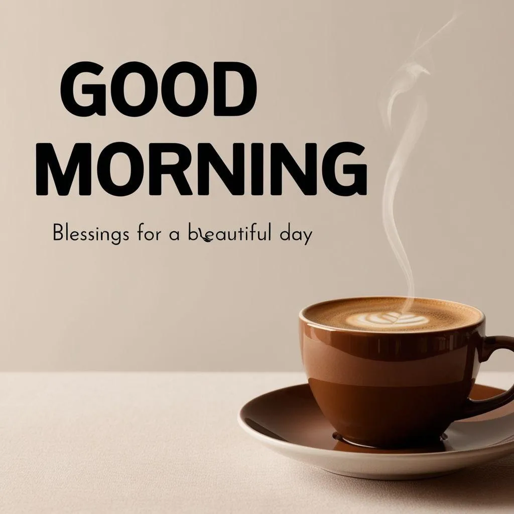 Coffee Cup and Text for Clean Minimal Good Morning