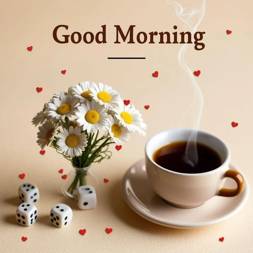 Coffee Mug and Elegant Plant Design Greeting Wallpaper