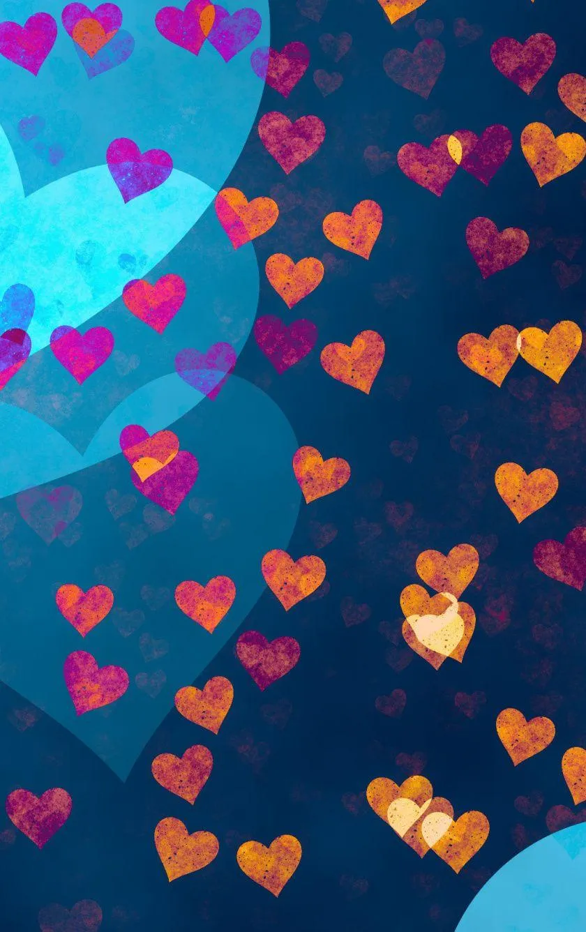 Colorful Falling Hearts Pattern of Deep Affection Wallpaper