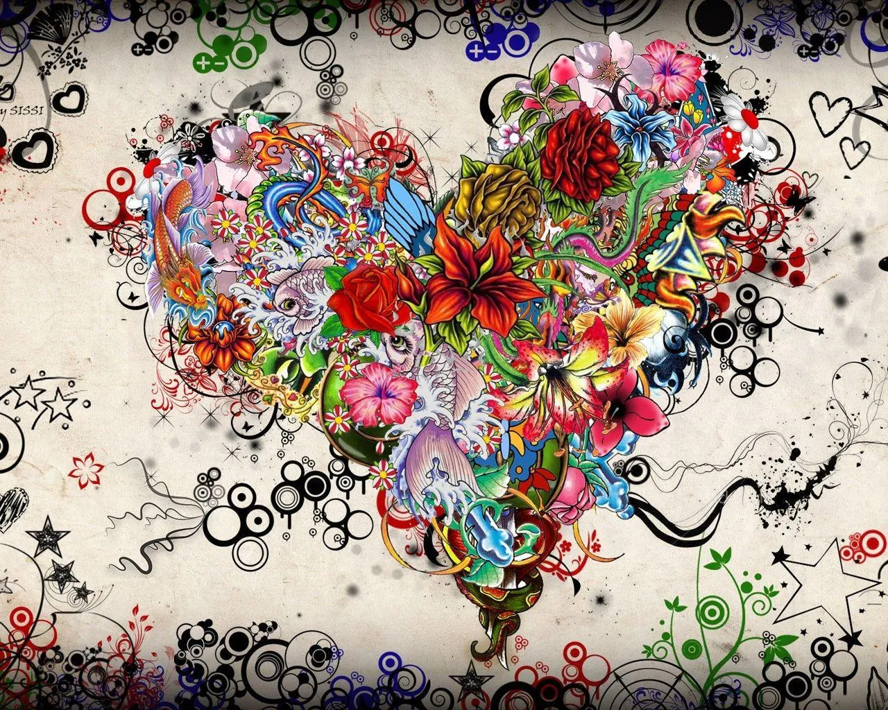 Colorful Heart Explosion Representing Creative Love Image