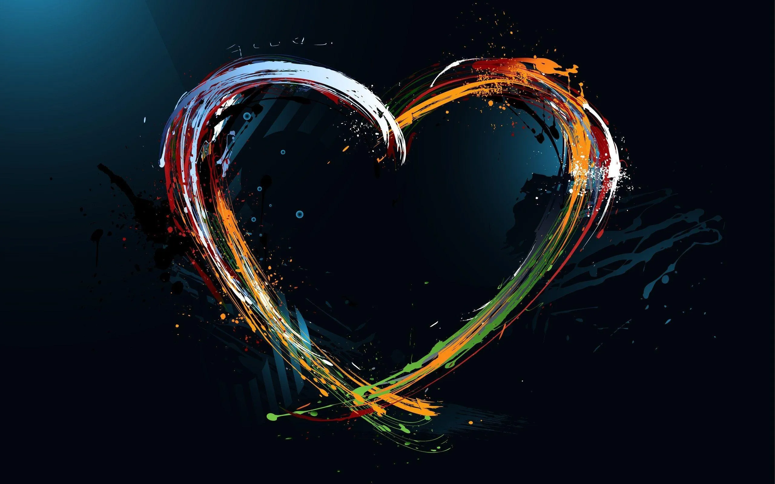 Colorful Heart Light Painting of Pure Connection Wallpaper
