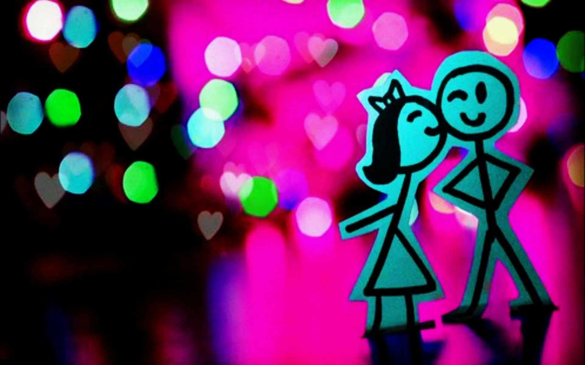 Colorful Light Figures Expressing Fun and Love Wallpaper