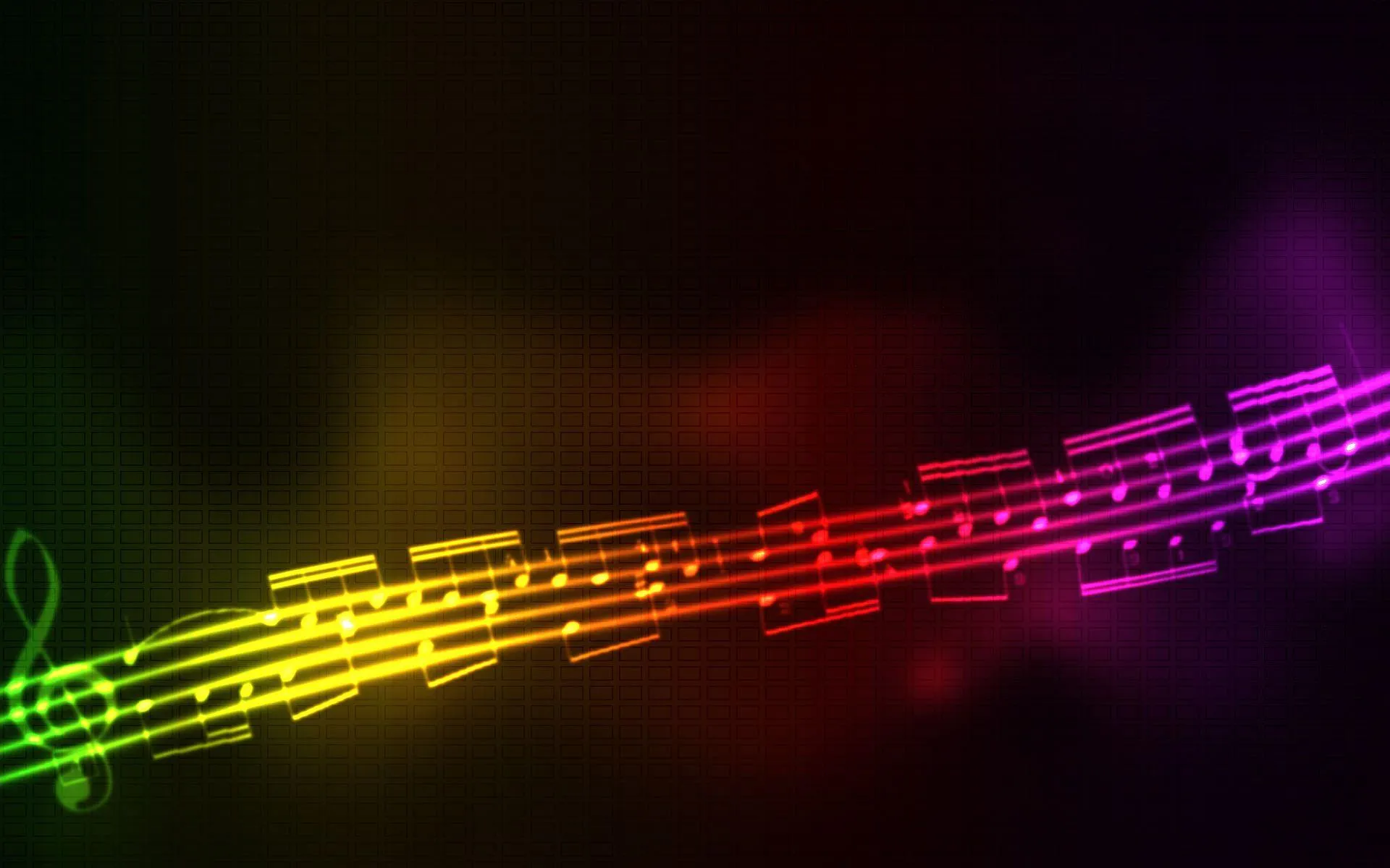 Colorful Music Notes on Black Showing Romantic Tune