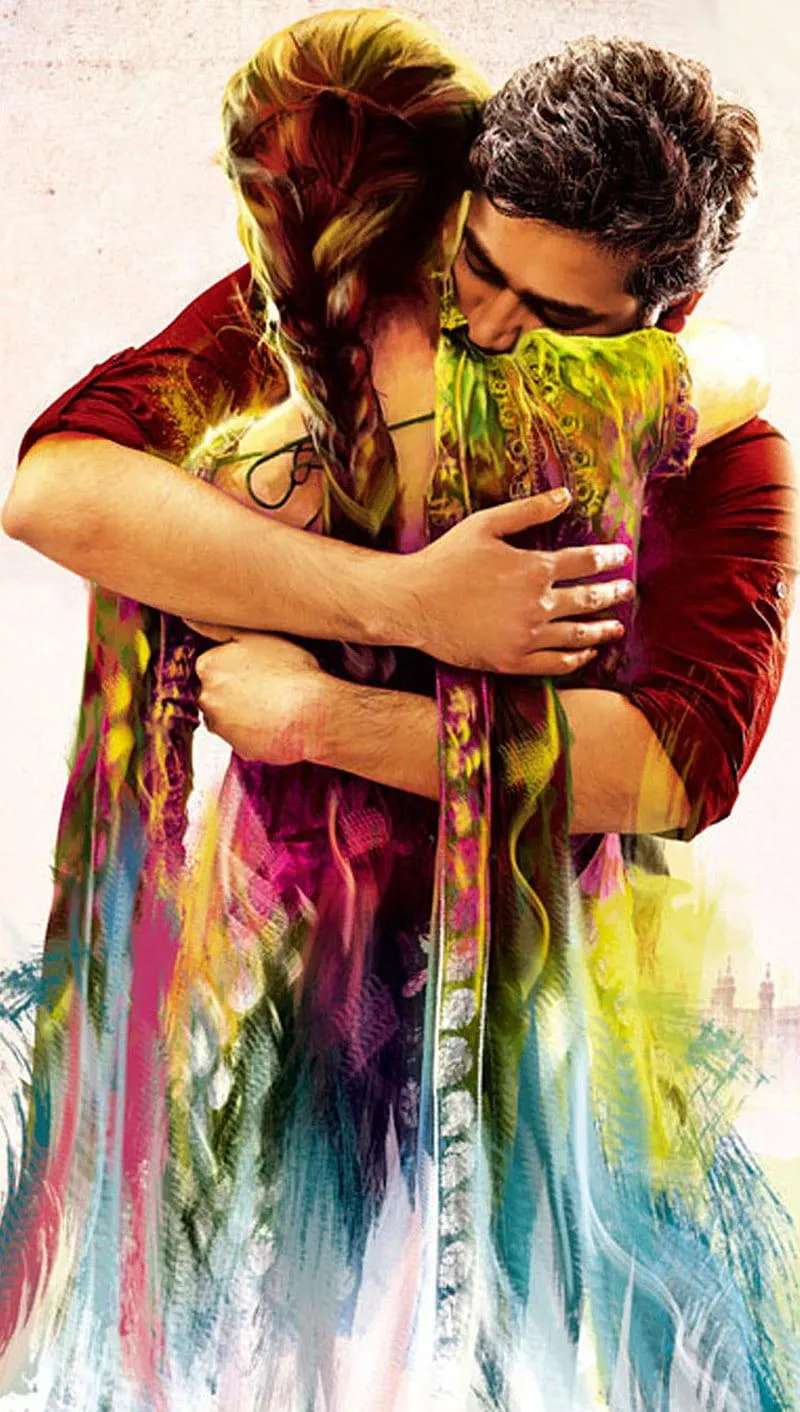 Couple Embracing in Colorful Paint of True Emotion