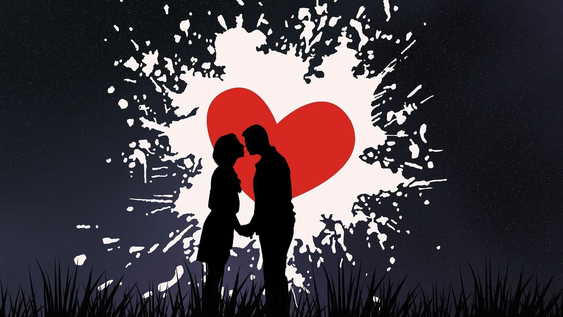 Couple in Red Heart Light Showing True Affection Wallpaper