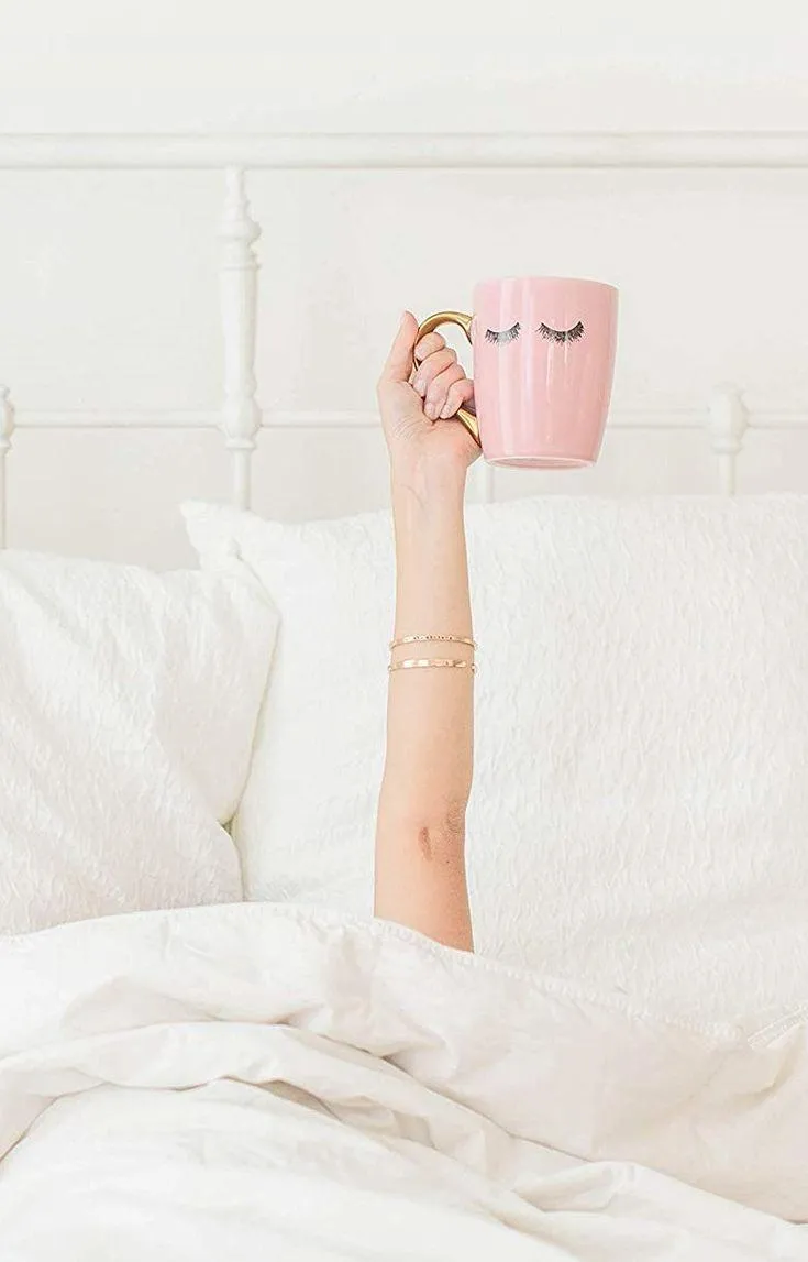 Cozy Bed and Coffee Image Promotes Slow and Mindful Rise