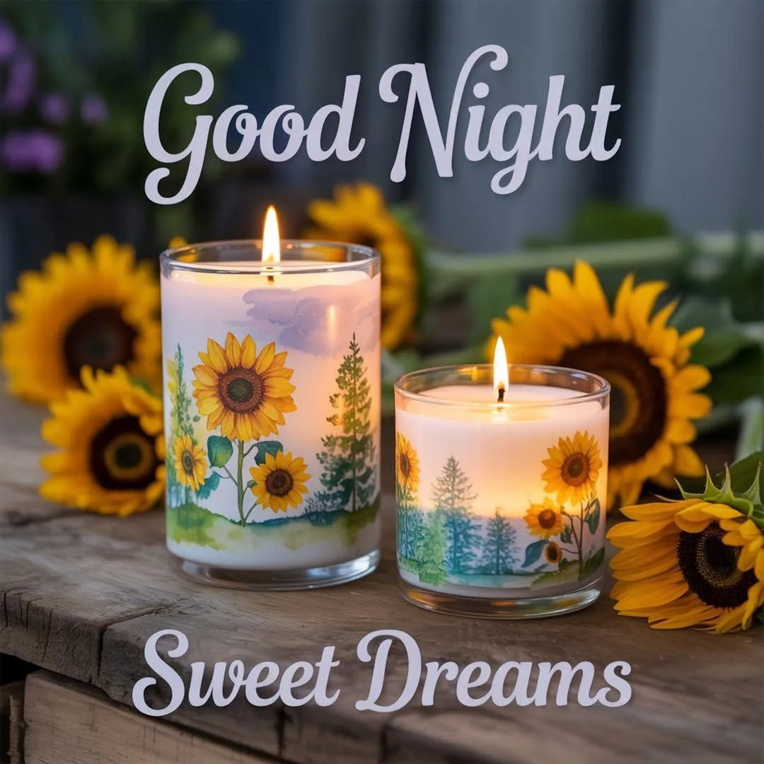 Cozy Good Night Scene with Tea Cups and Flowers Wallpaper