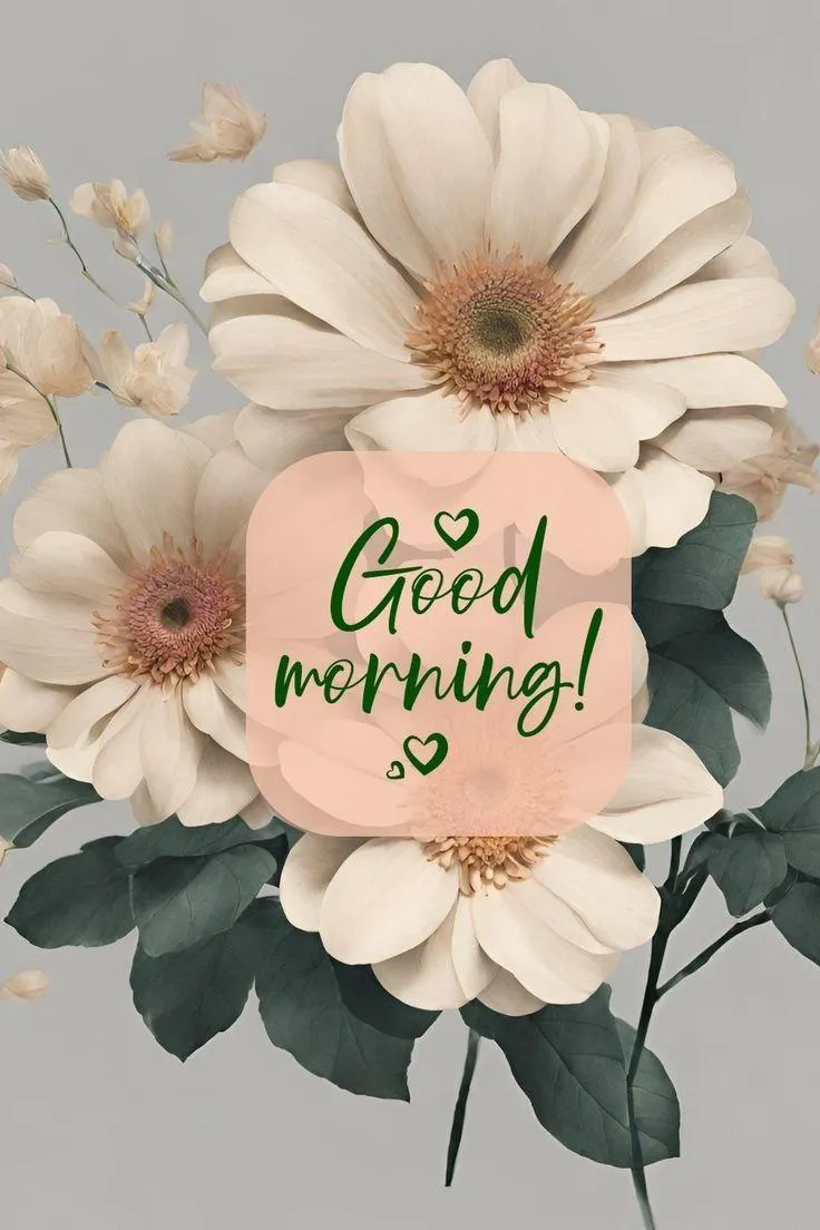 Creamy Flowers and Good Morning Card Free Wallpaper