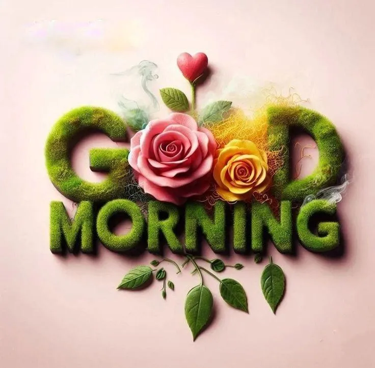 Creative Green Letters with Fruit Theme Good Morning