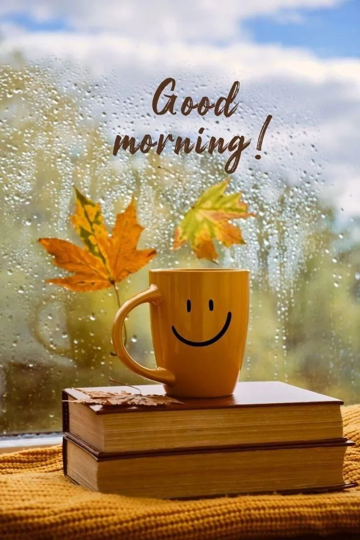 Cup of Tea and Wooden Tray with Morning Motivational Quote