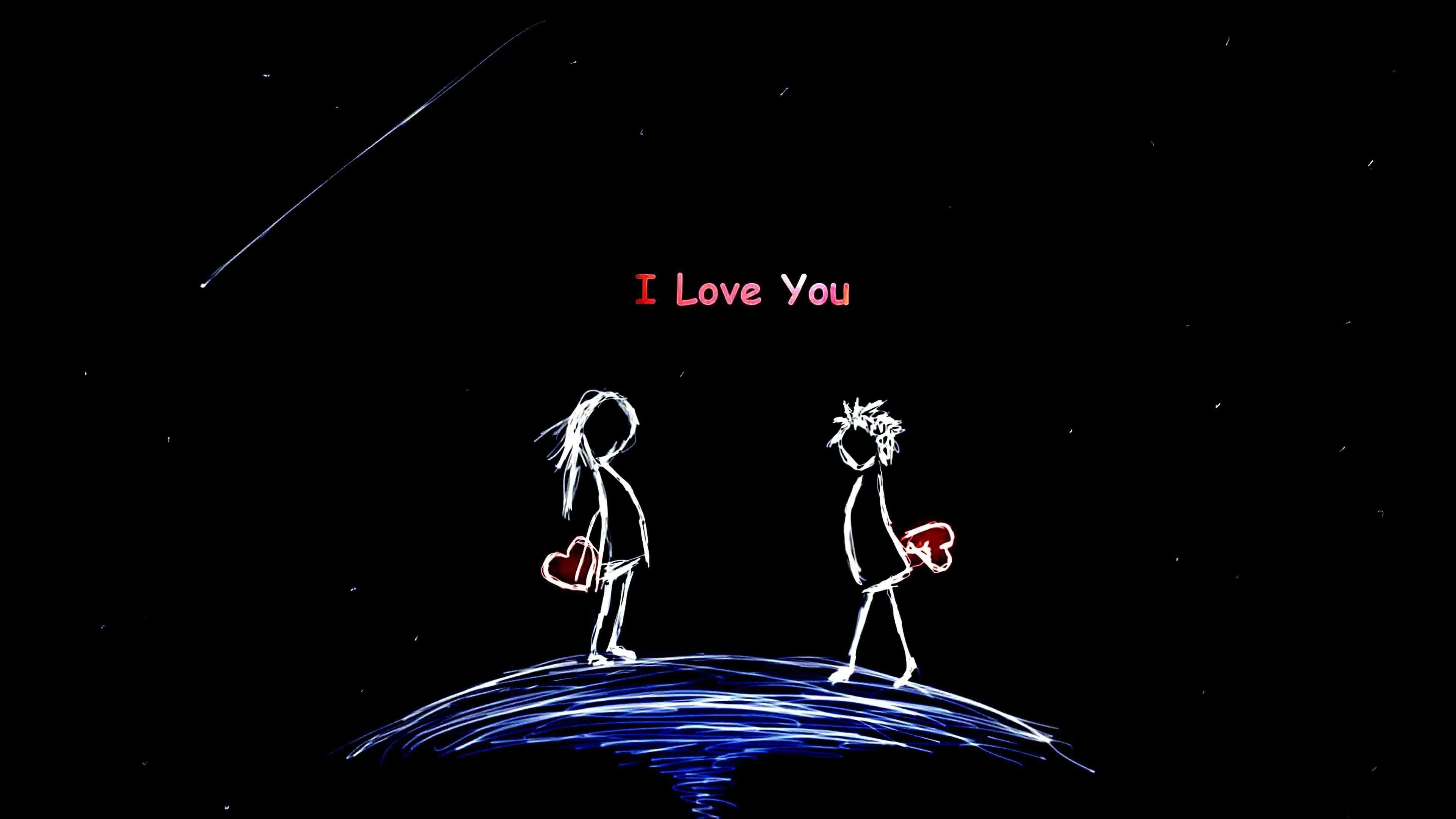 Cute Animation of Couple Saying I Love You Wallpaper