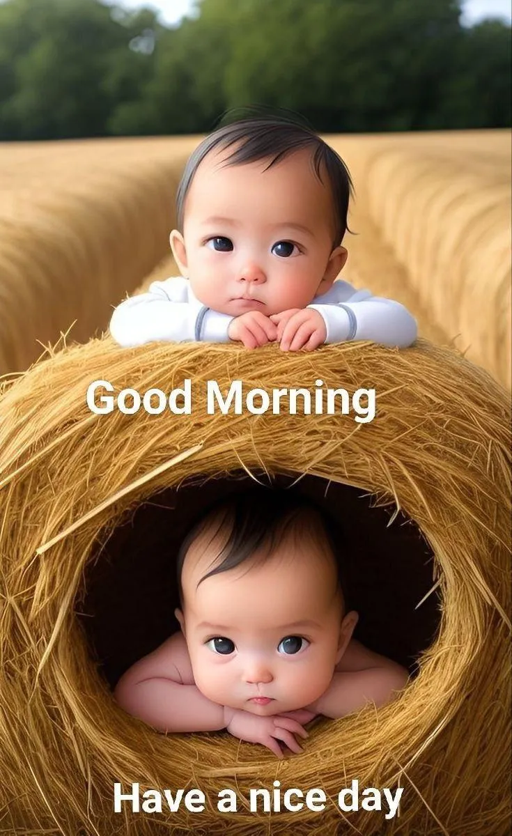 Cute Baby Sending Soft and Loving Morning Greetings