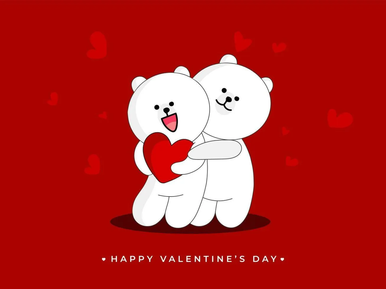 Cute Bear Couple Sharing Warm Valentine Embrace Wallpaper