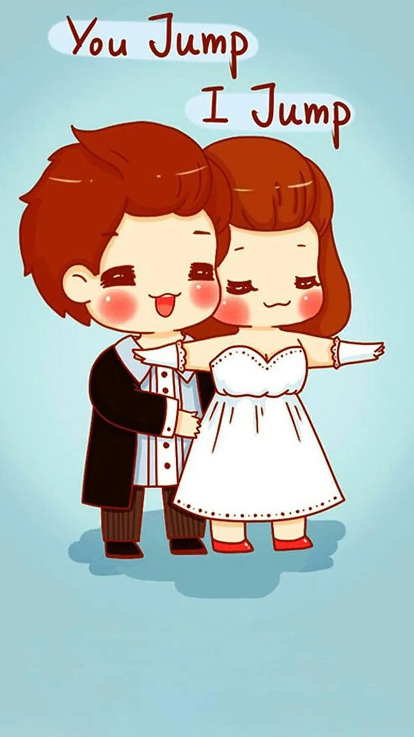 Cute Cartoon Couple Illustrating Sweet Romance Image
