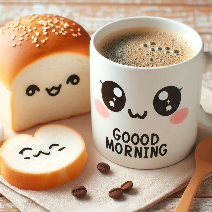 Cute Coffee Mug Faces for Happy Good Morning Wallpaper
