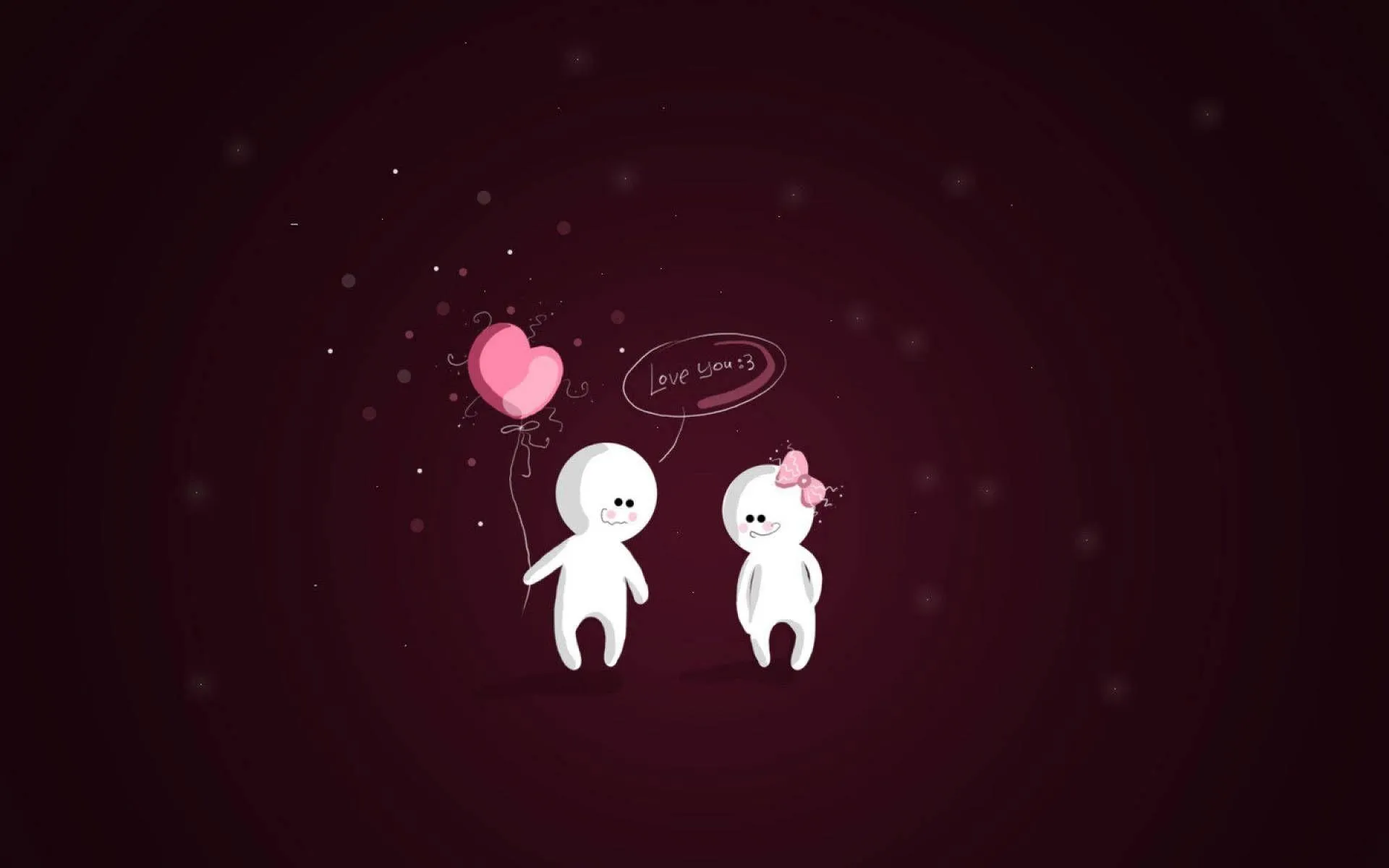 Cute Couple with Heart Balloon in Love Scene Wallpaper
