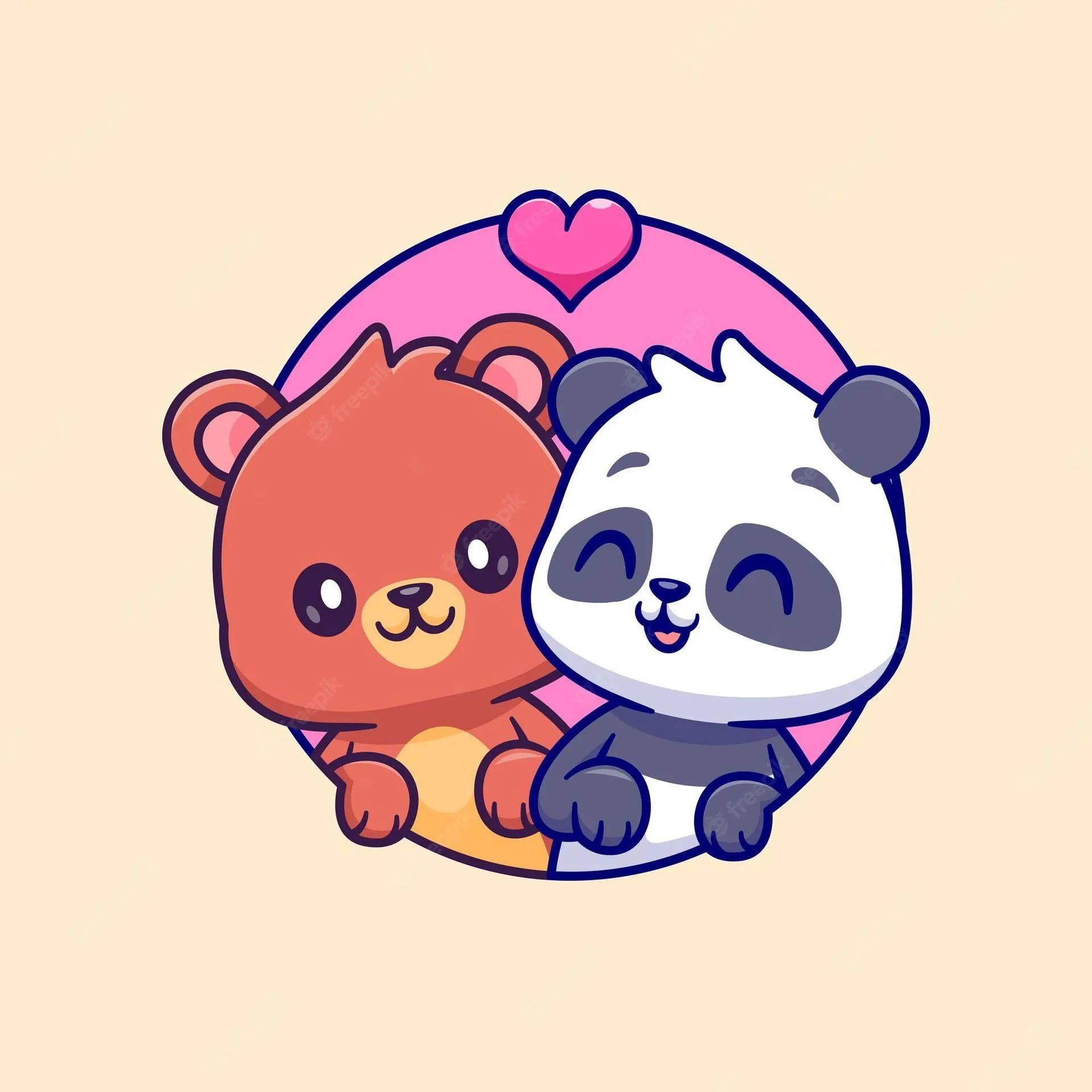Cute Panda Couple Expressing Heartfelt Affection Wallpaper