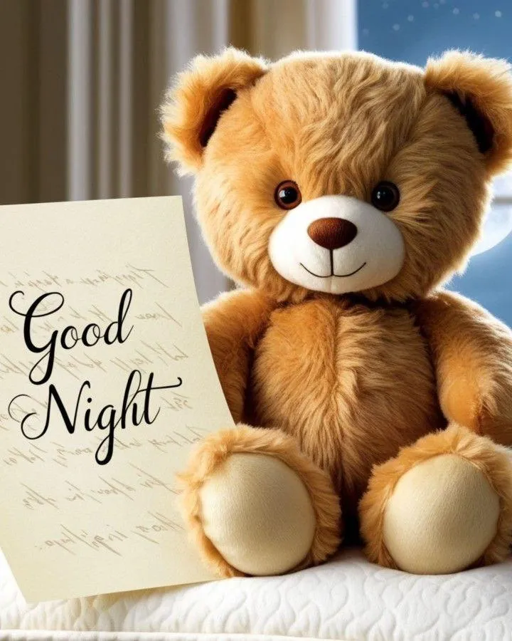 Cute Teddy Bear Shares a Sweet and Cozy Morning Message