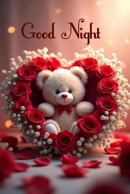 Cute Teddy Bear with Red Heart for a Warm Morning Image