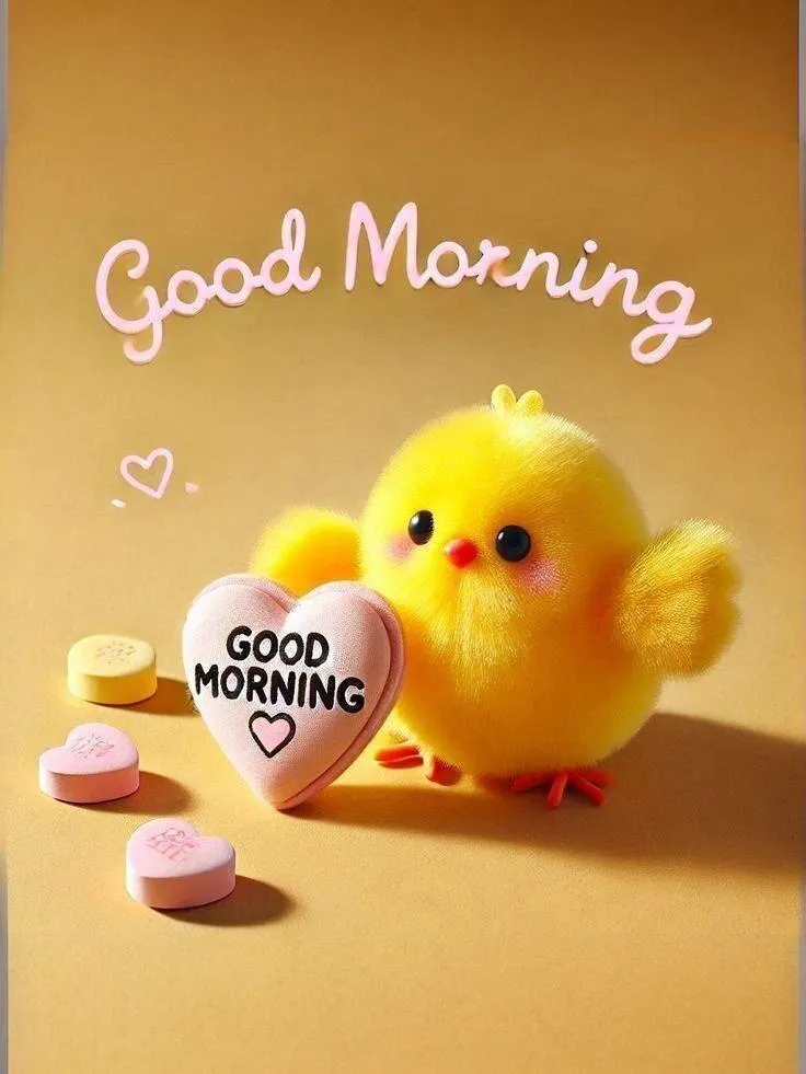 Cute Yellow Chick with Good Morning Message Wallpaper