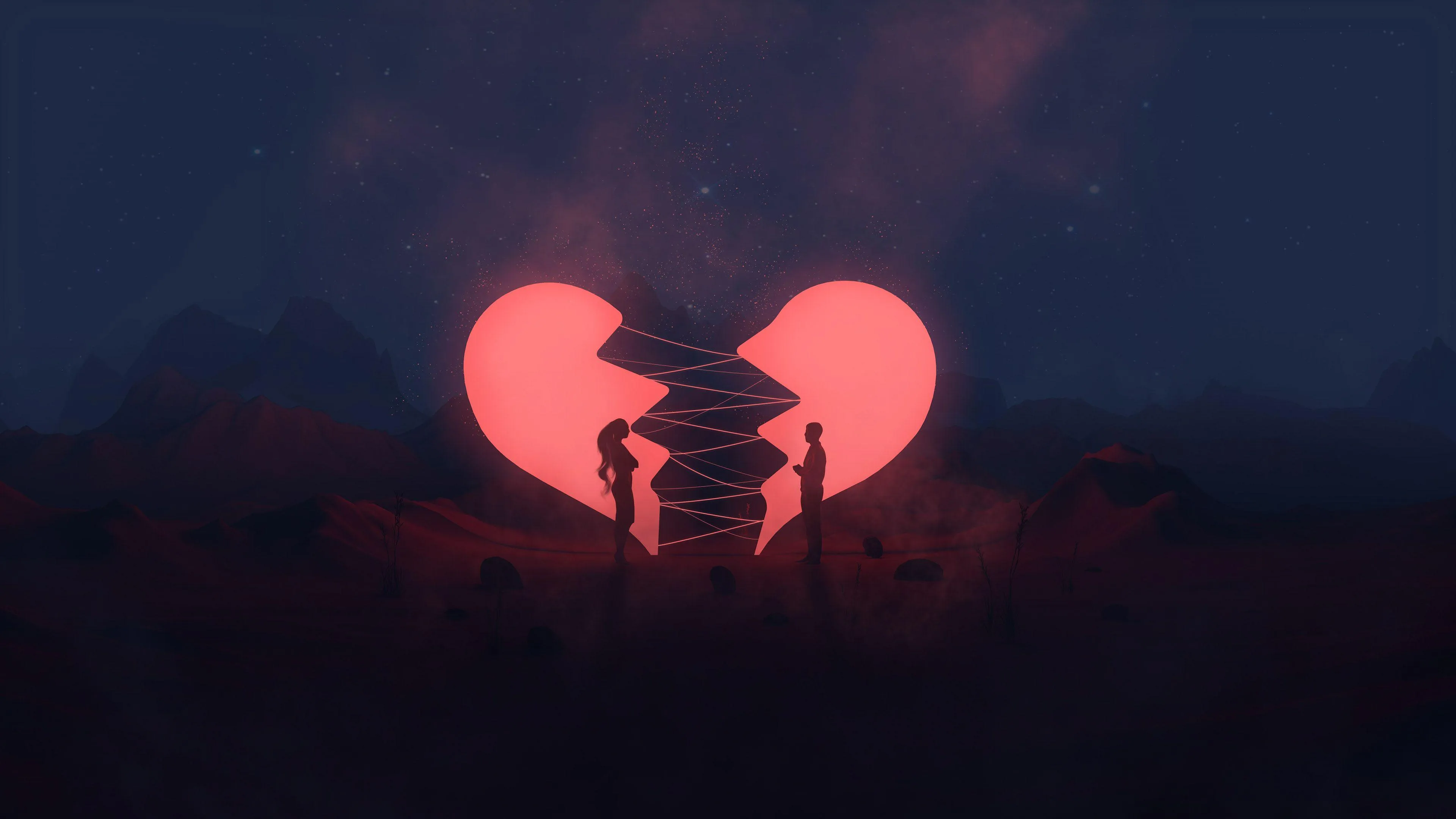 Deep Connection and Romance Under a Glowing Heart Image