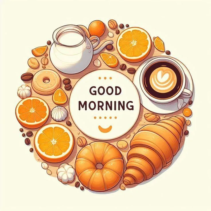 Donut and Orange Breakfast Plate with Good Morning