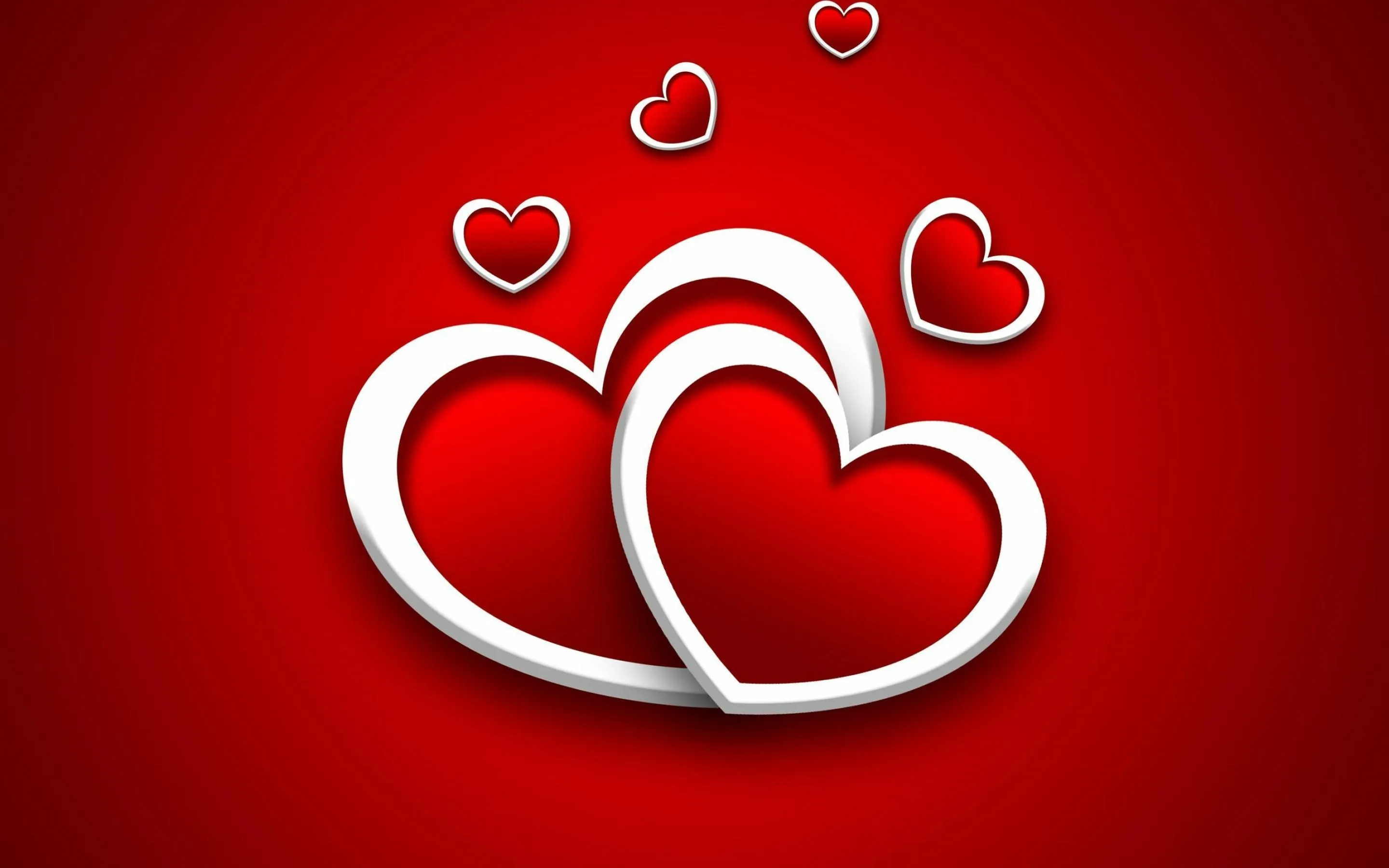 Double Heart Red Background Showing Strong Emotion