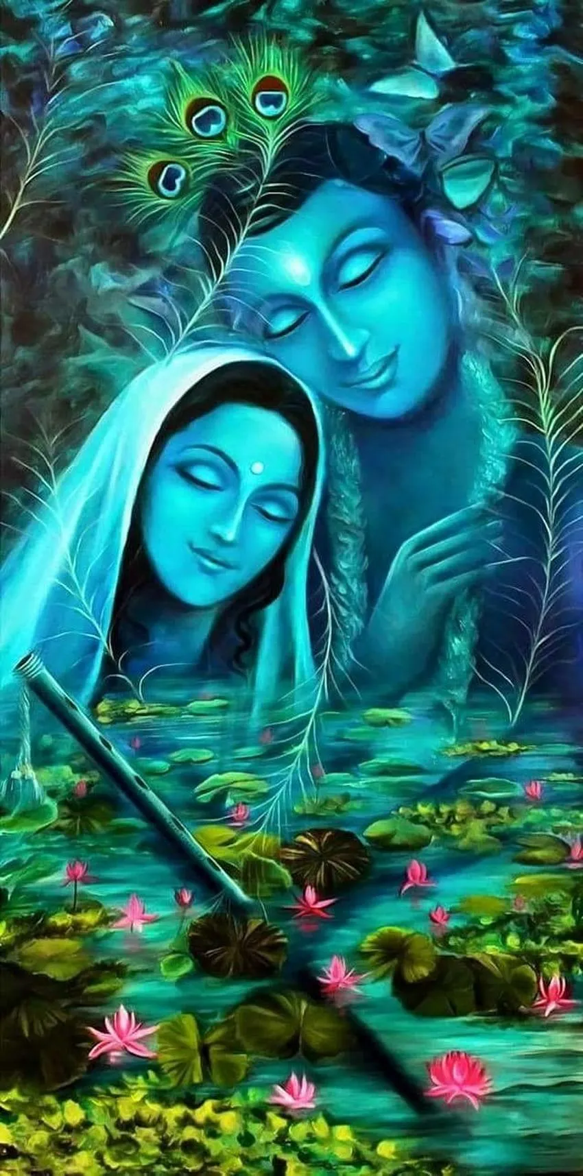 Dreamlike Blue Lovers Portrait in Nature Light Wallpaper