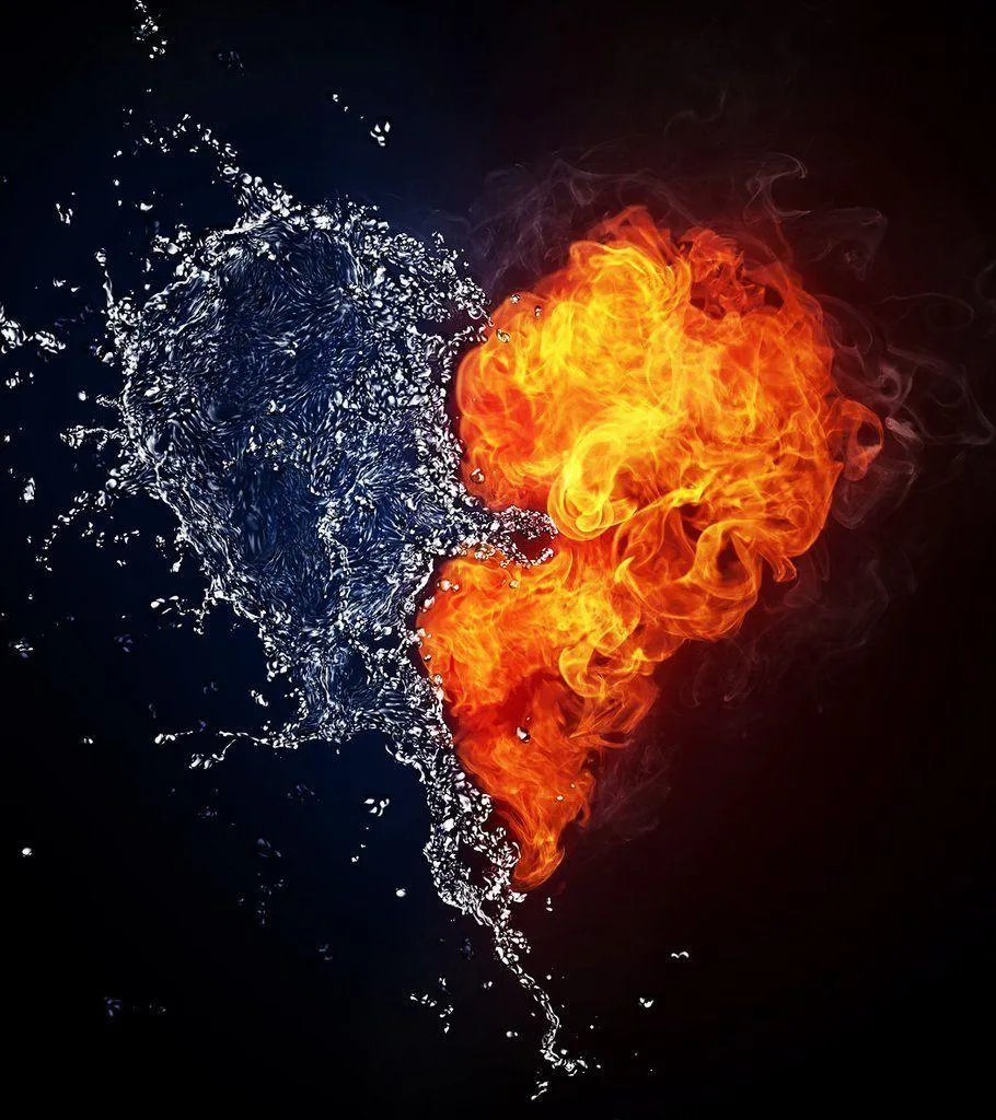 Dual Flame Heart Merging Symbolizing Burning Love Wallpaper