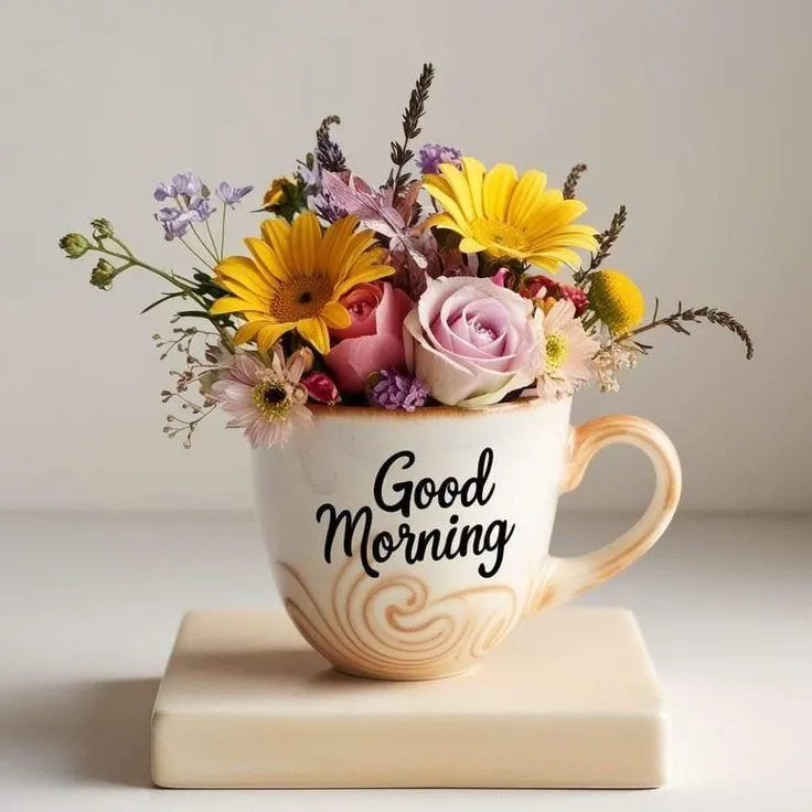 Elegant Flower Vase with Morning Blessings and Calmness