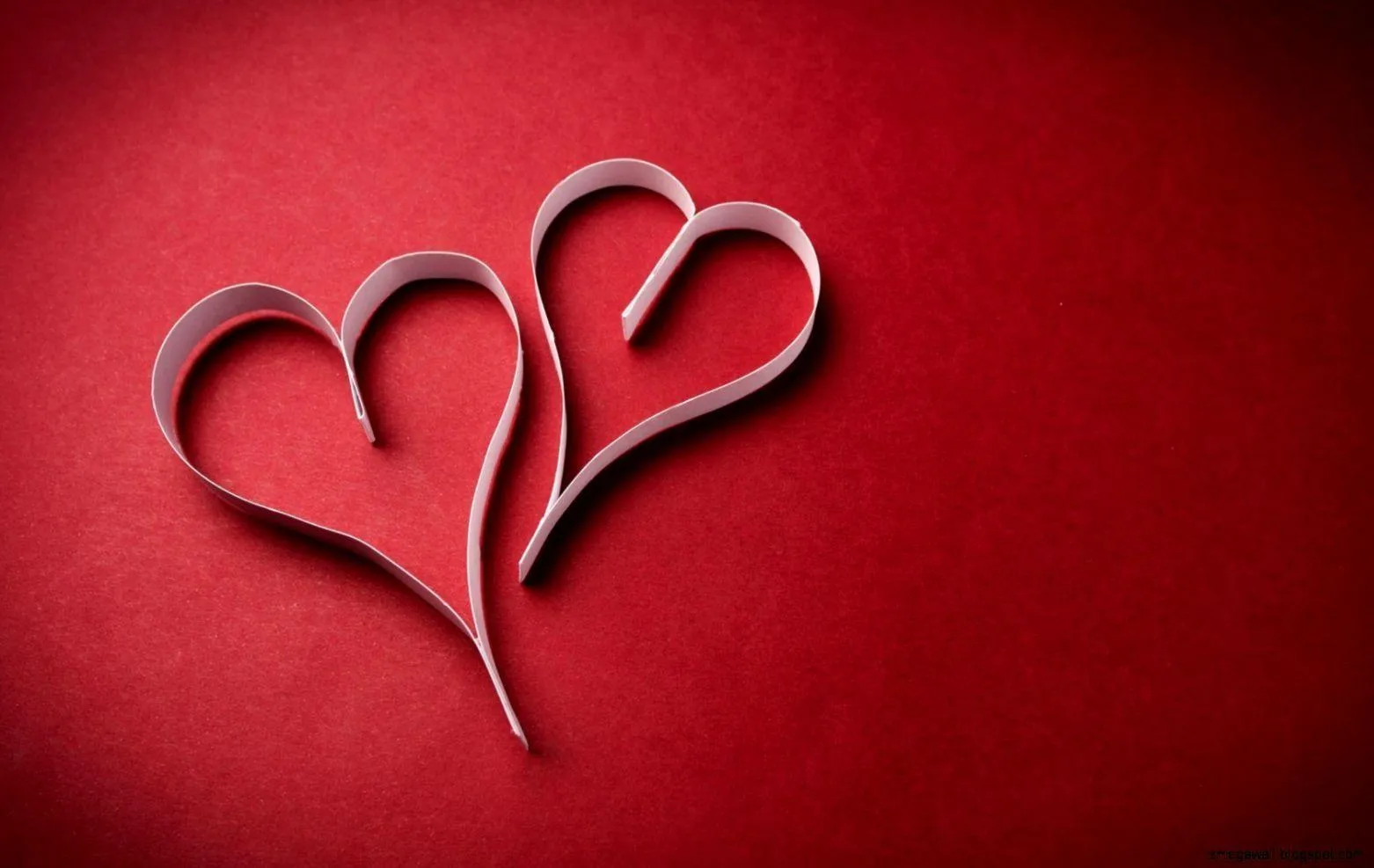 Elegant Paper Heart Design on Red Romantic Wall Wallpaper