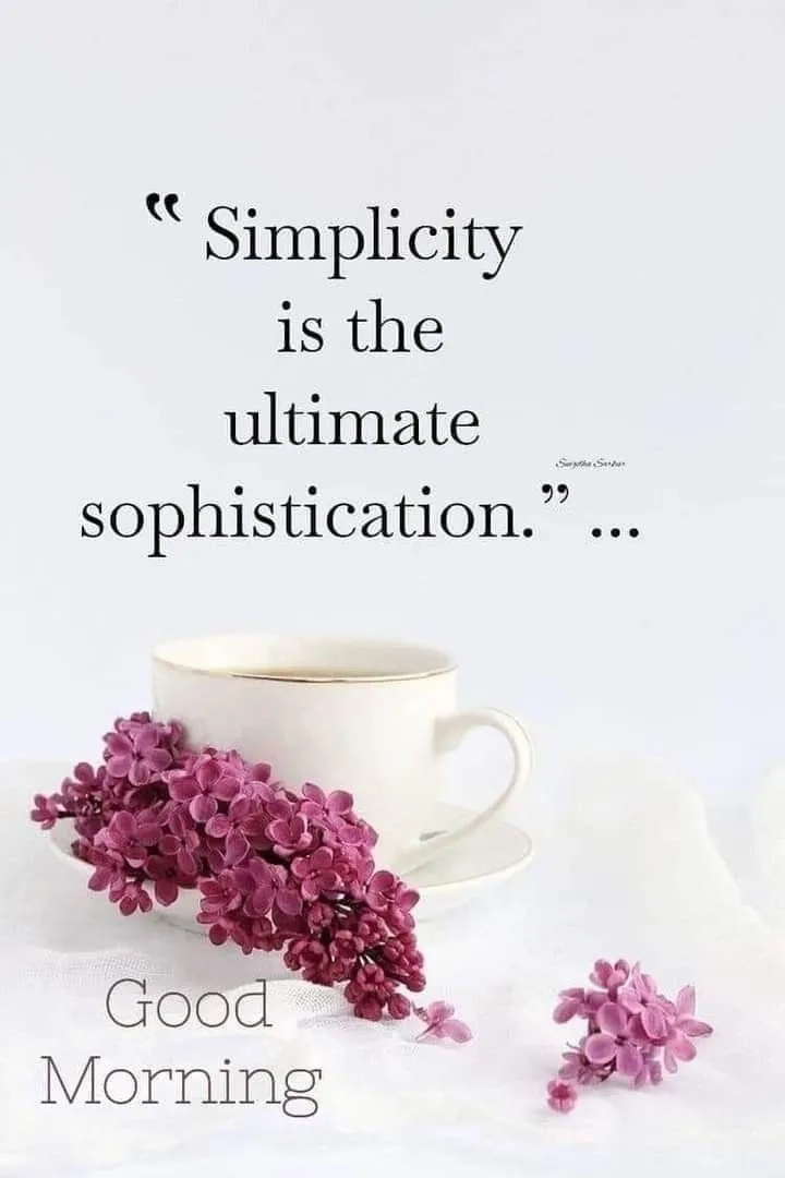 Elegant Purple Flower with Simplicity Morning Quote