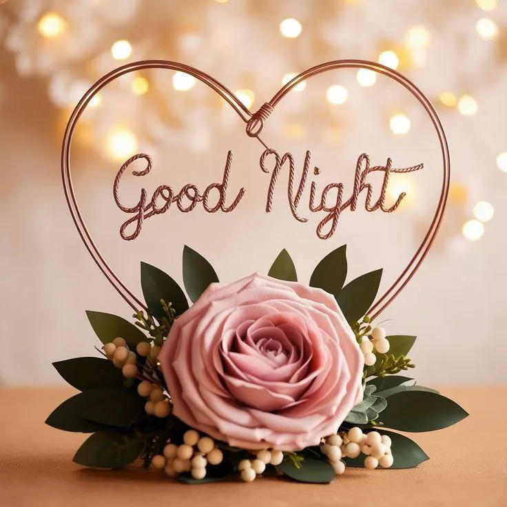 Elegant Rose and Gold Text Message Wishing Good Night