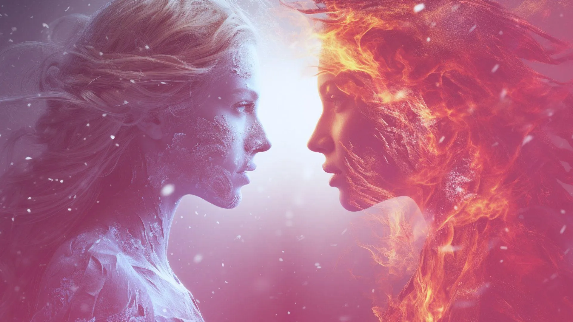 Emotional Portrait Blended with Fiery Colors Wallpaper