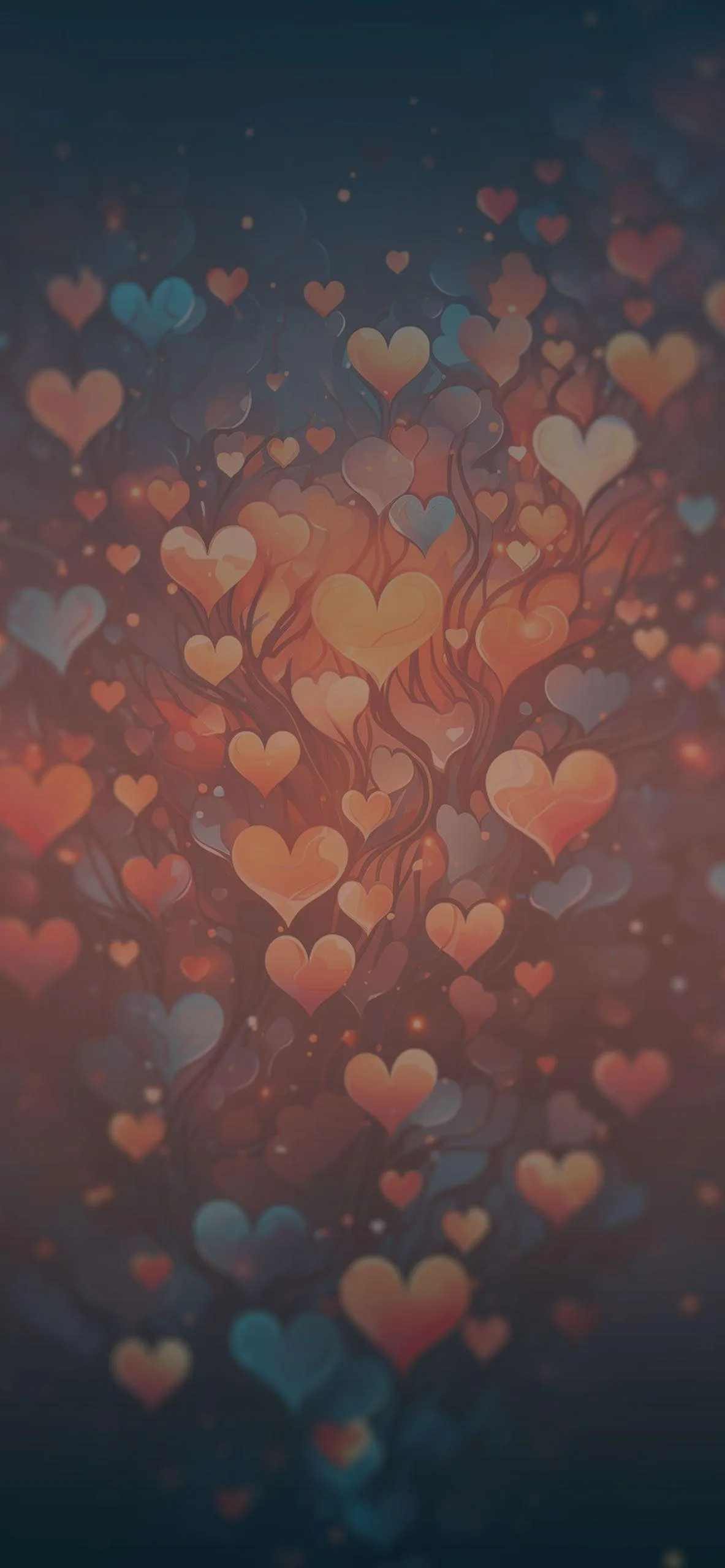 Falling Hearts in a Dreamy Romantic Background Wallpaper